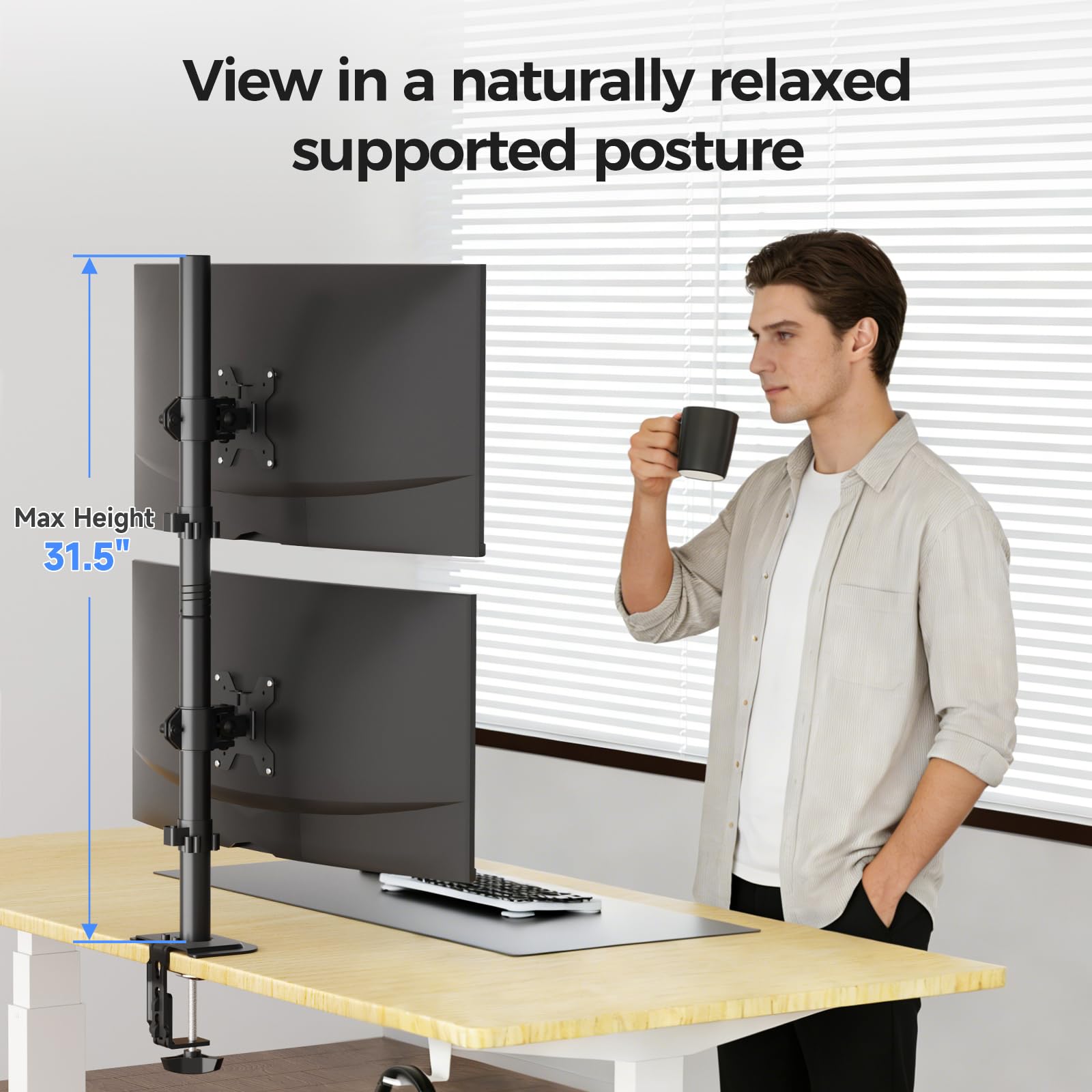 Amazon.co.jp: suptek 上下2画面 80cm クランプ式 モニターアーム